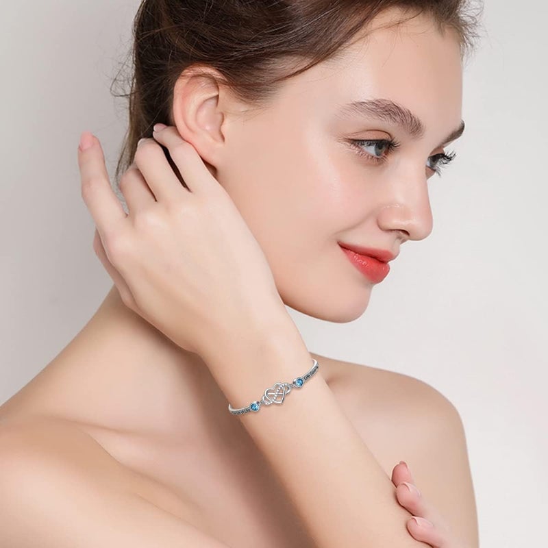 AOBOCO 925 Sterling Silver Adjustable Infinity Heart Bangle Bracelet for Sister Best Friend Daughter Mom Grandma Granddaughter Daughter in Law Godmother Goddaughter Stepmom Stepdaughter - Image 5